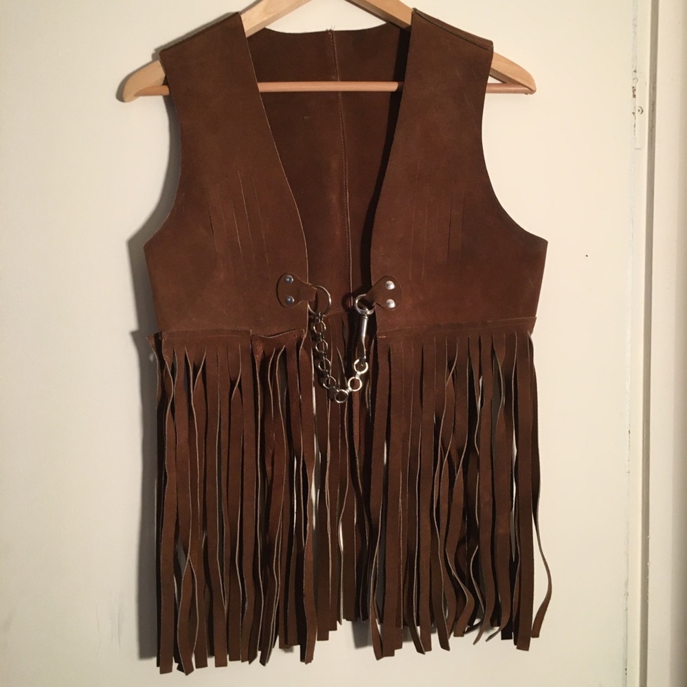 Suede Leather Fringed Vintage Hippie Vest